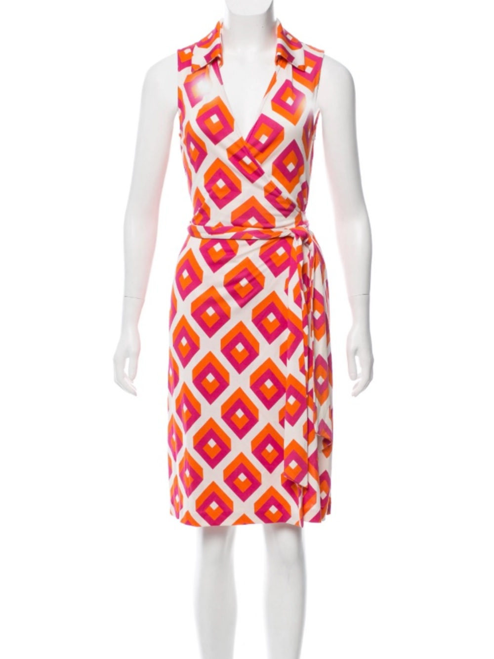 Diane Von Furstenberg St Jude Wrap Dress Size 6 Vintage Art Deco Print Retro